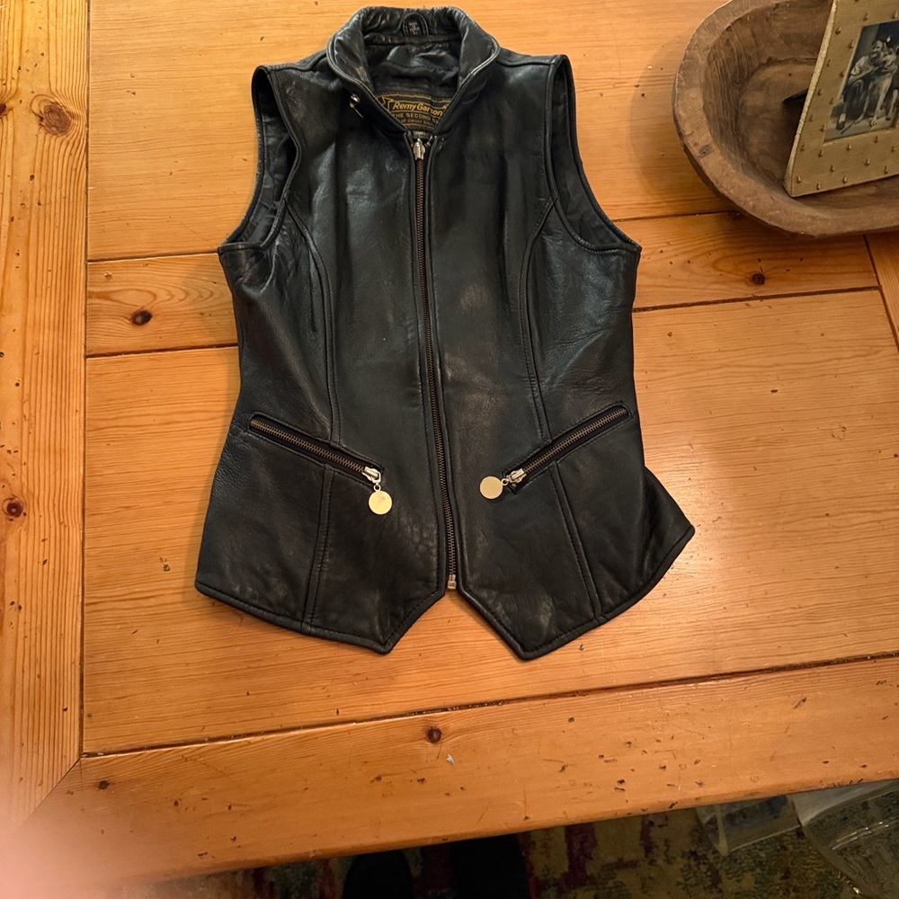 Rem Garson Sleek Black Leather Vest